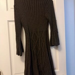Kenar Dark Brown Cable Knit Long Sleeve Dress  acrylic/wool/alpaca